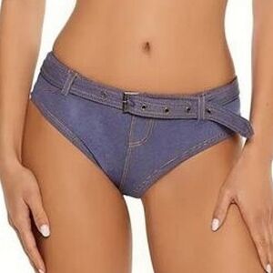 NWT Forever 21 Denim Bikini Hipster Bikini Bottom Size Large